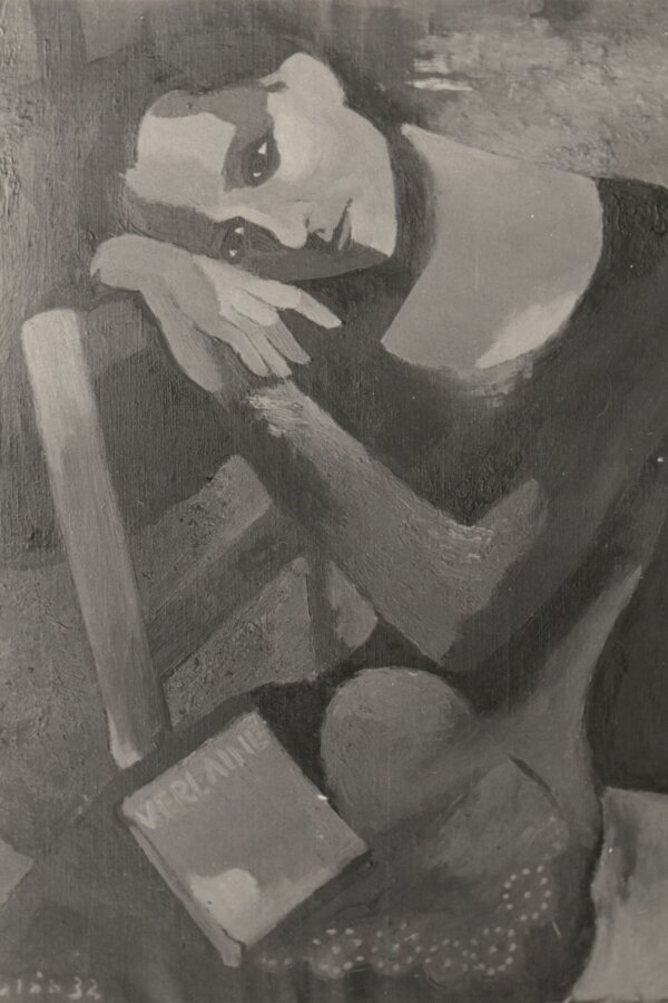 František Kaláb, Podobizna pí dr. L. Drobné, olej, 75 x 58 cm